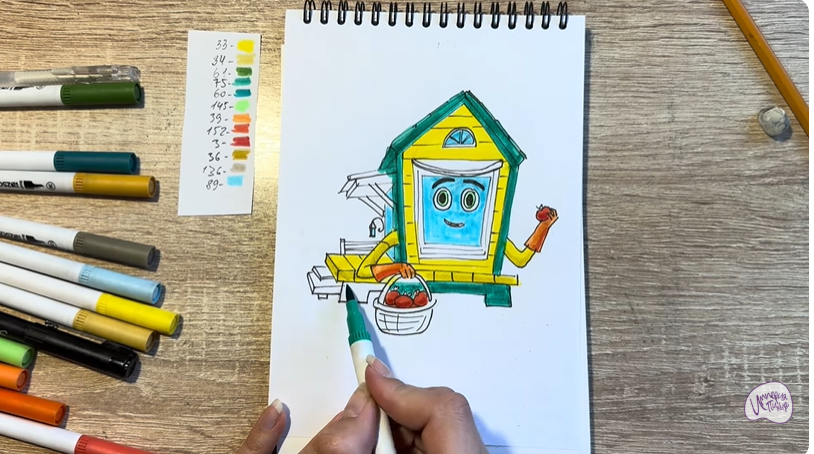 Рисуем Вася из мультфильма  "Домики"