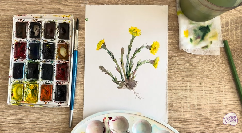 Рисуем Мать-и-мачеха