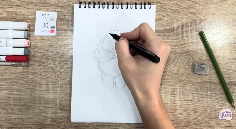 Рисуем Бэймакс из «Город героев»