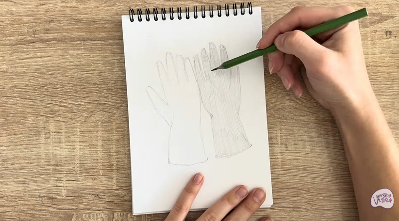 Рисуем Резиновые перчатки