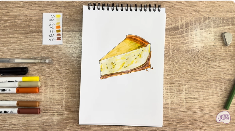 Рисуем Кусочек чизкейка