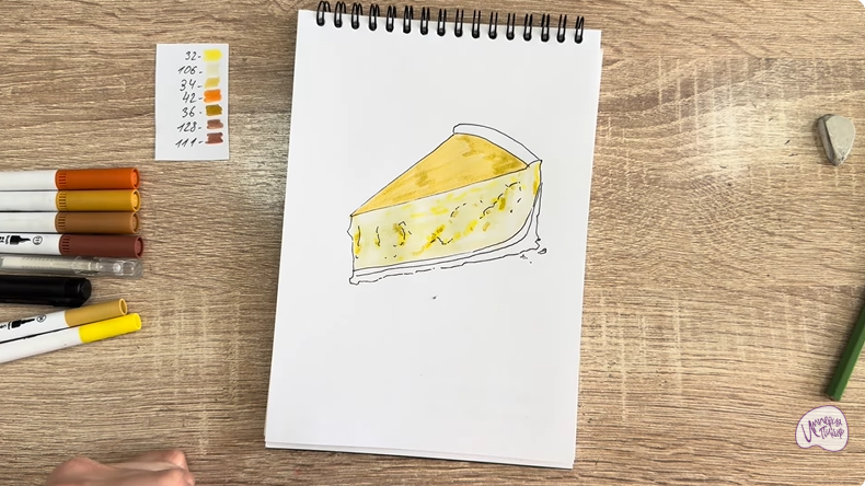 Рисуем Кусочек чизкейка