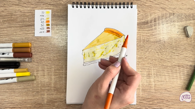 Рисуем Кусочек чизкейка