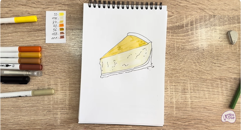 Рисуем Кусочек чизкейка