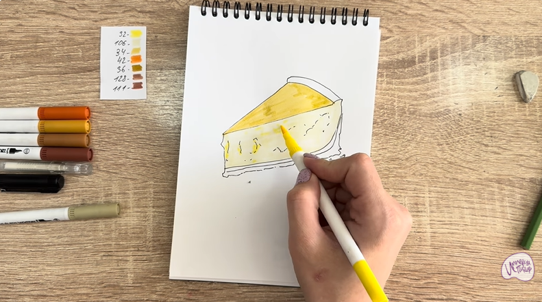 Рисуем Кусочек чизкейка