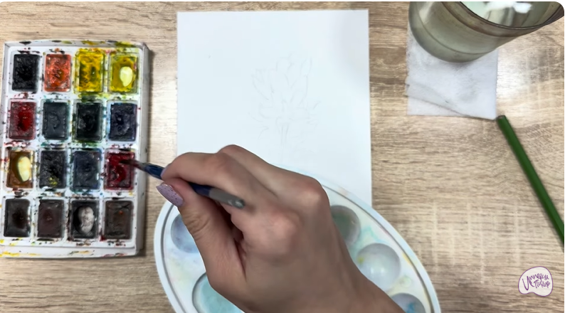 Рисуем Мирикария лисохвостая