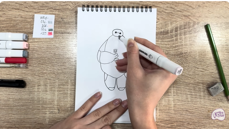 Рисуем Бэймакс из «Город героев»