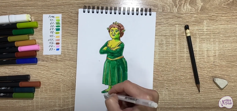 Рисуем Принцесса Фиона из "Шрека"