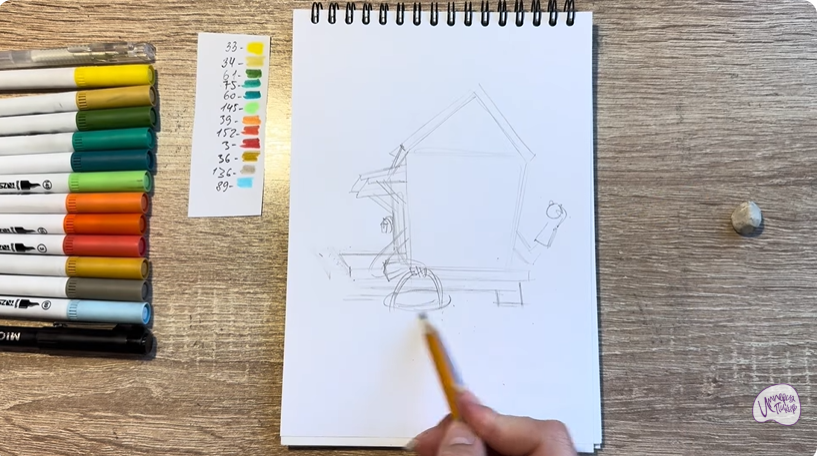 Рисуем Вася из мультфильма  "Домики"