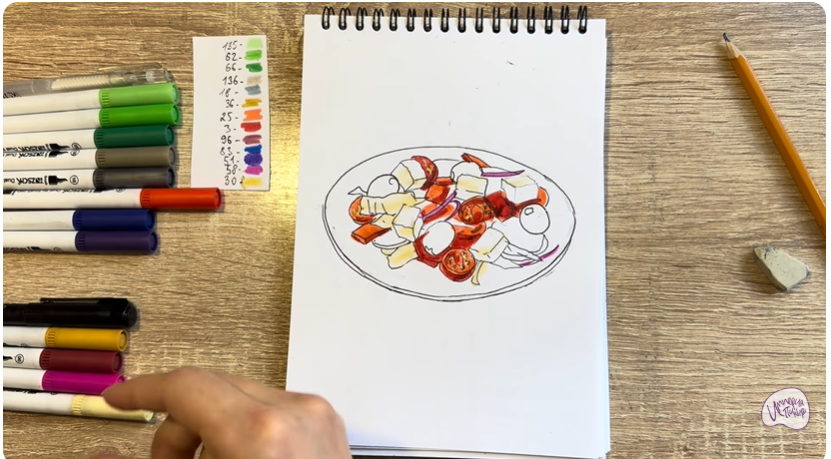 Рисуем Салат " Греческий"