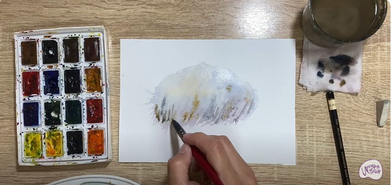 Рисуем Ежовик гребенчатый