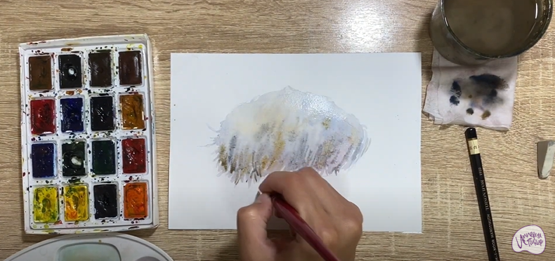 Рисуем Ежовик гребенчатый