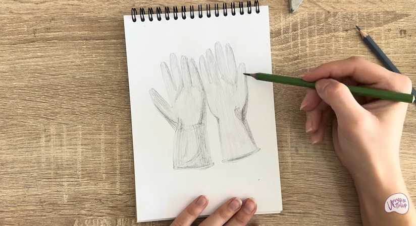 Рисуем Резиновые перчатки