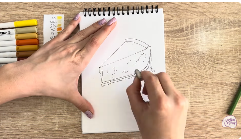 Рисуем Кусочек чизкейка