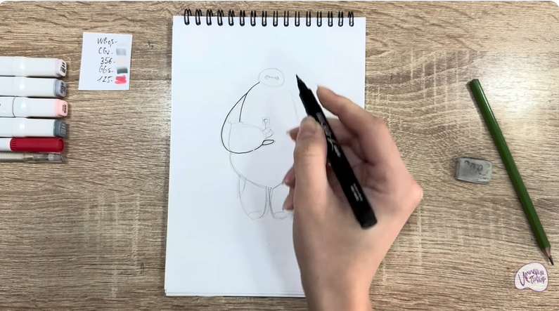 Рисуем Бэймакс из «Город героев»