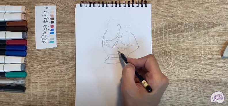 Рисуем Косолапый из мультфильма "Маракуда"