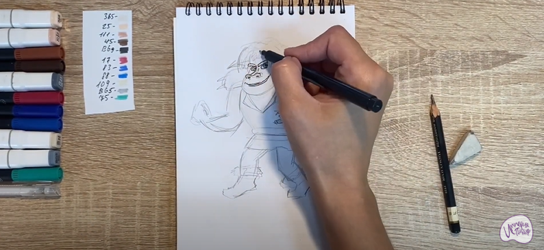 Рисуем Косолапый из мультфильма "Маракуда"