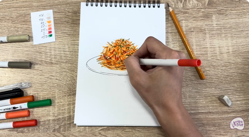 Рисуем Морковь по-корейски
