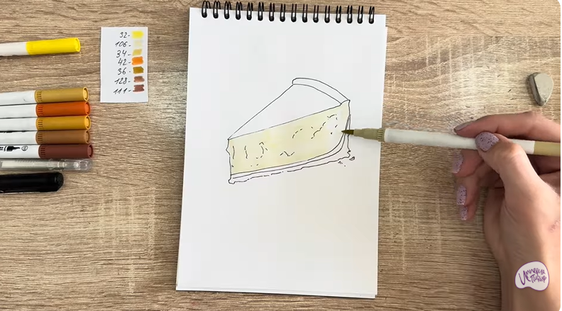 Рисуем Кусочек чизкейка