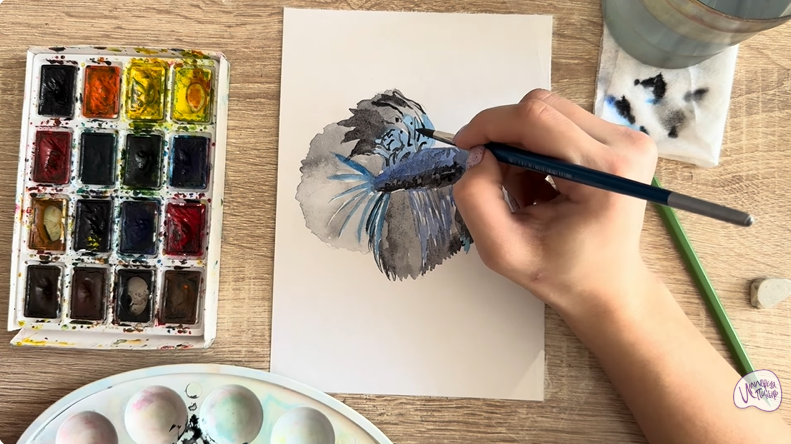 Рисуем Рыба петушок