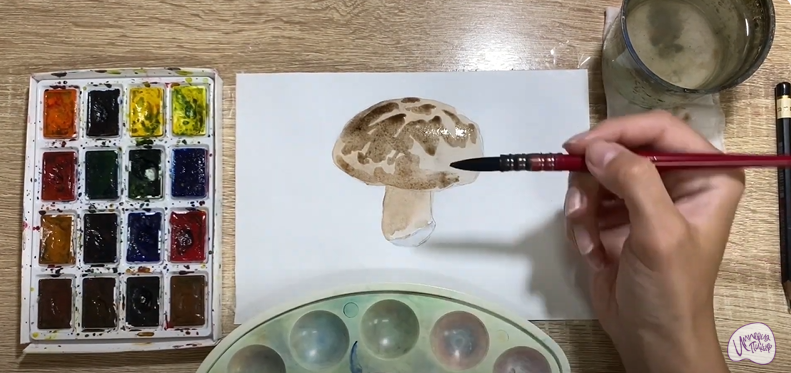 Рисуем Гриб шиитаке