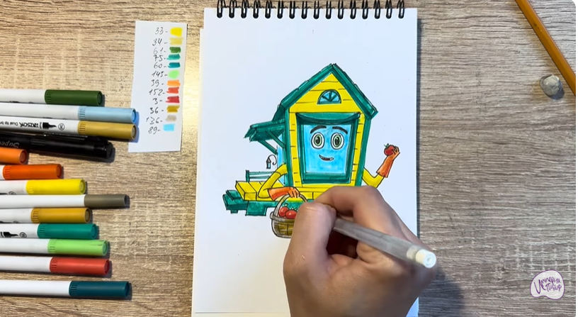 Рисуем Вася из мультфильма  "Домики"