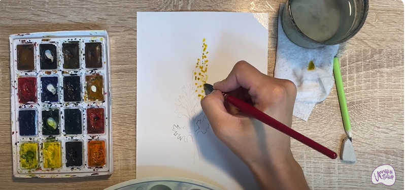 Рисуем Гроздовник ромашколистный