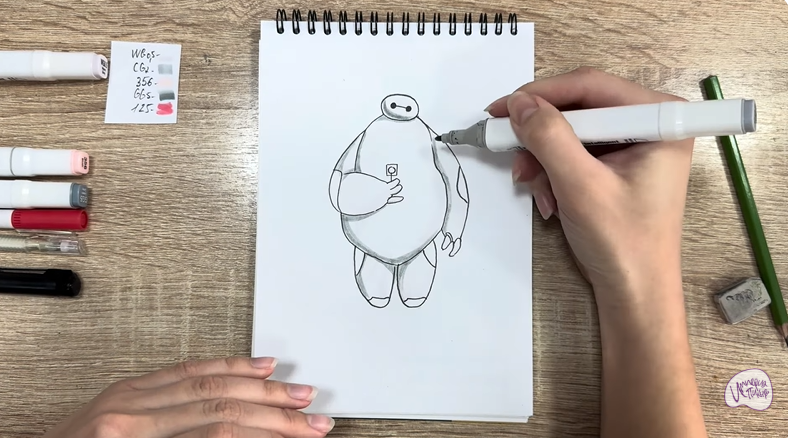 Рисуем Бэймакс из «Город героев»