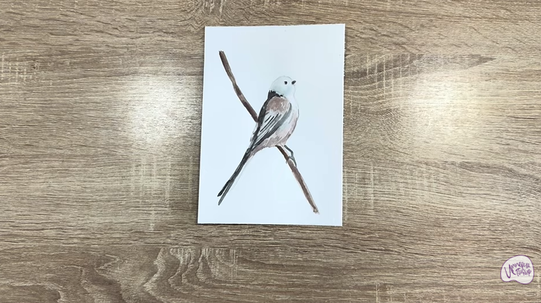 Рисуем Длиннохвостая синица