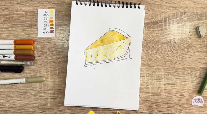 Рисуем Кусочек чизкейка