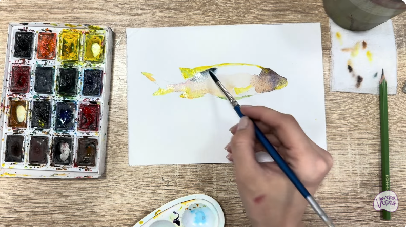 Рисуем Чернокрапчатый ворчун