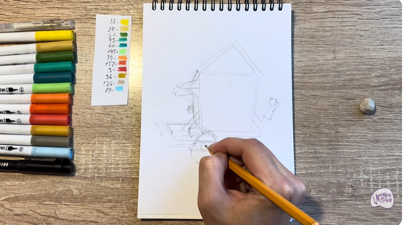 Рисуем Вася из мультфильма  "Домики"