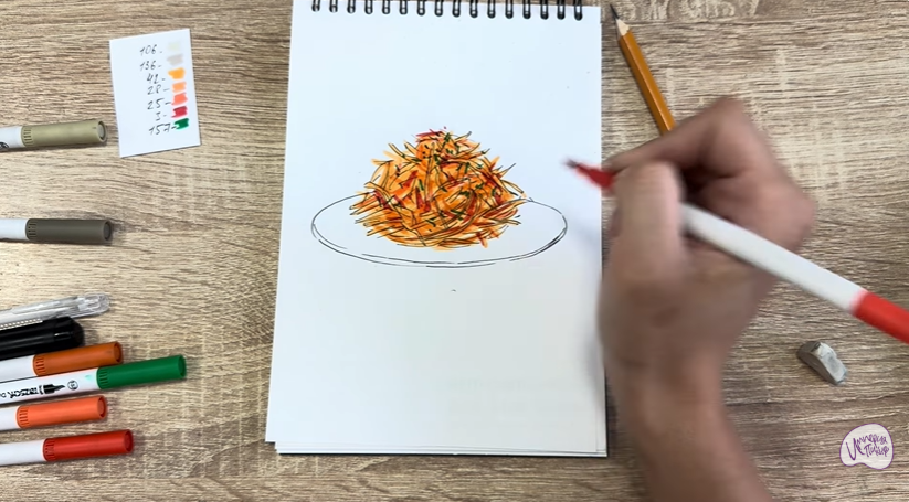 Рисуем Морковь по-корейски