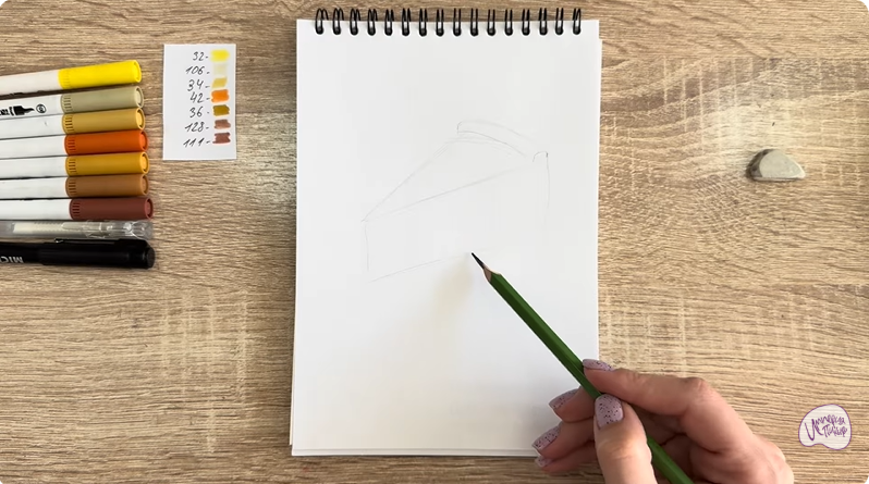 Рисуем Кусочек чизкейка