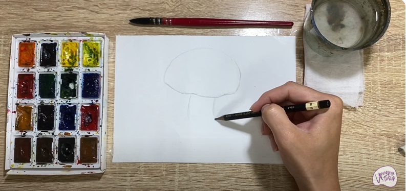 Рисуем Гриб шиитаке