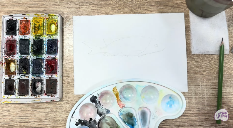 Рисуем Чернокрапчатый ворчун