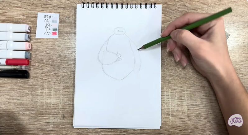 Рисуем Бэймакс из «Город героев»