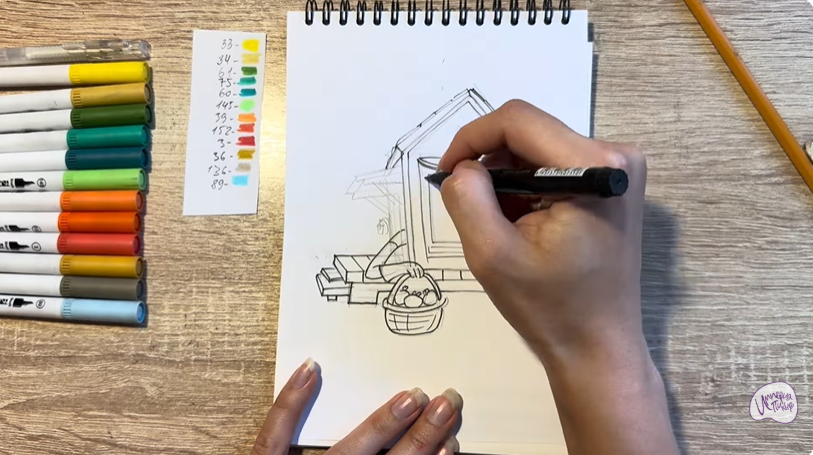 Рисуем Вася из мультфильма  "Домики"