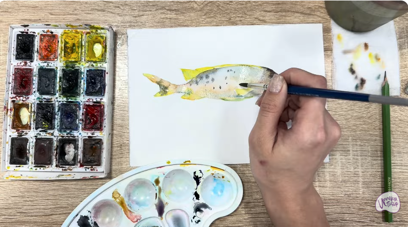 Рисуем Чернокрапчатый ворчун