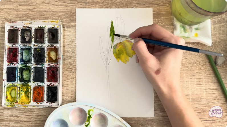 Рисуем Желтый рябчик