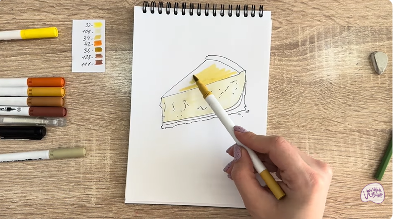 Рисуем Кусочек чизкейка